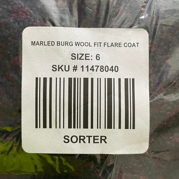 Torrid NWT Wool Fit And Flare Coat Marled Burgundy Black Peacoat Peplum Size 6X - Picture 5 of 7